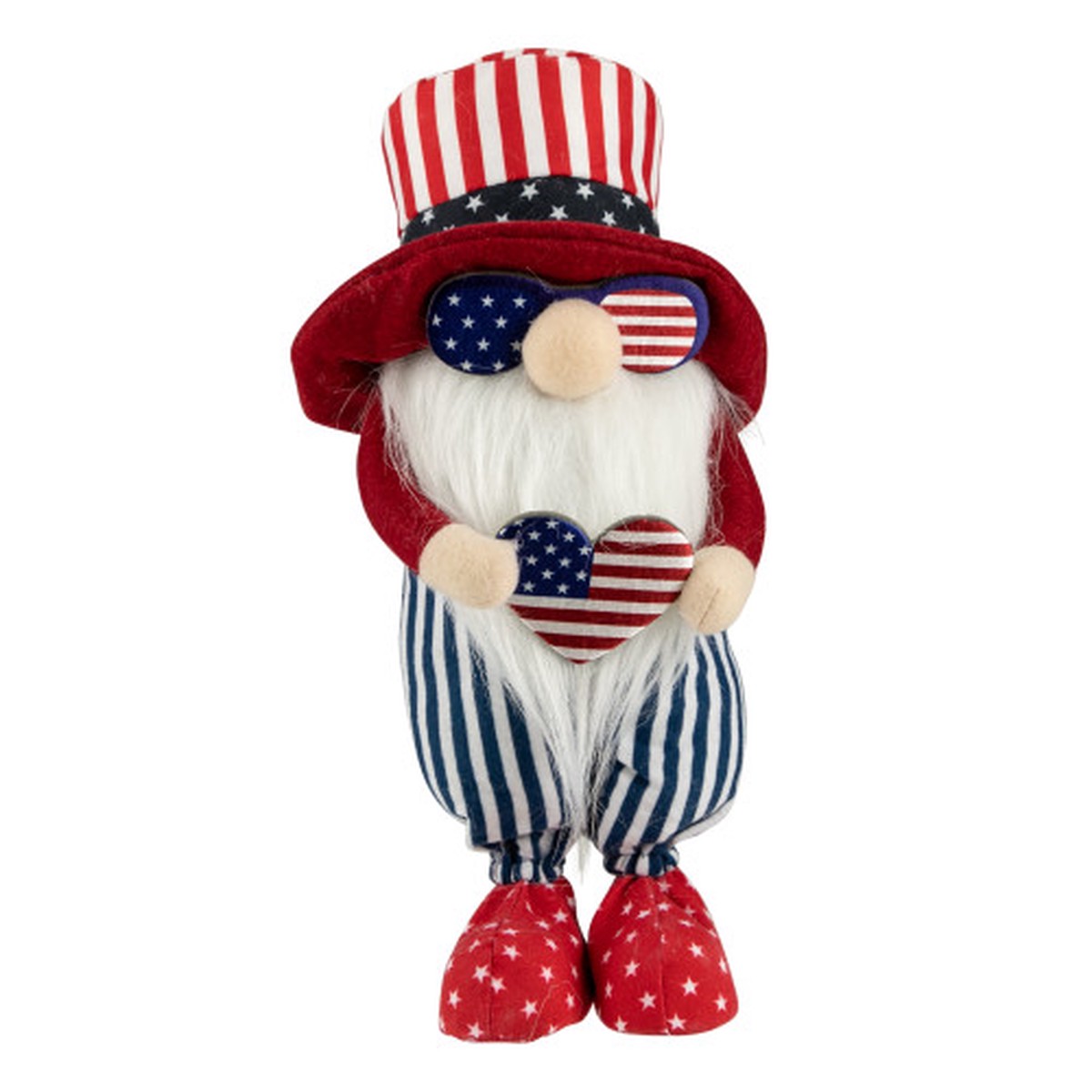 12.25 Patriotic Gnome Holding American Flag Heart 4th of July Decoration