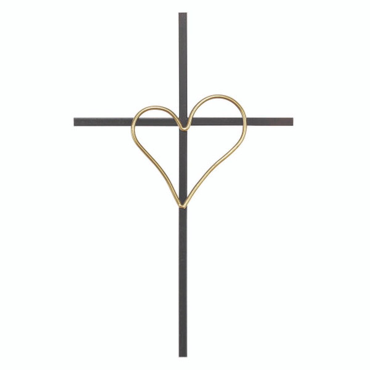 19.75″ Black and Gold Heart Wall Cross