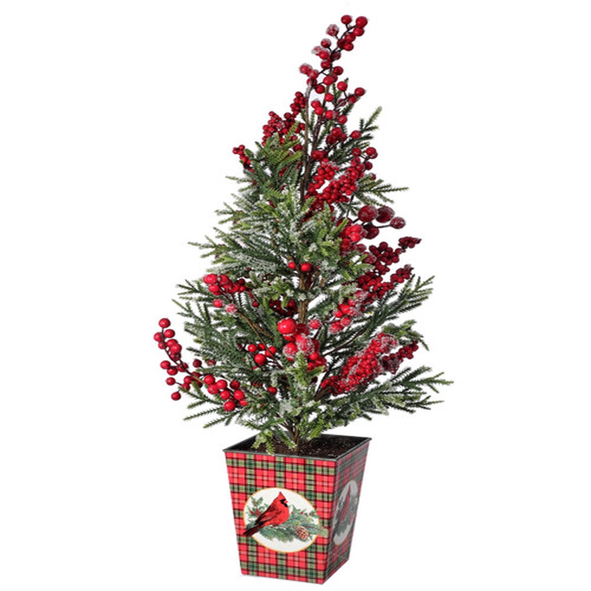 26″ Potted Frosted Berry Mini Spruce Christmas Tree, Unlit