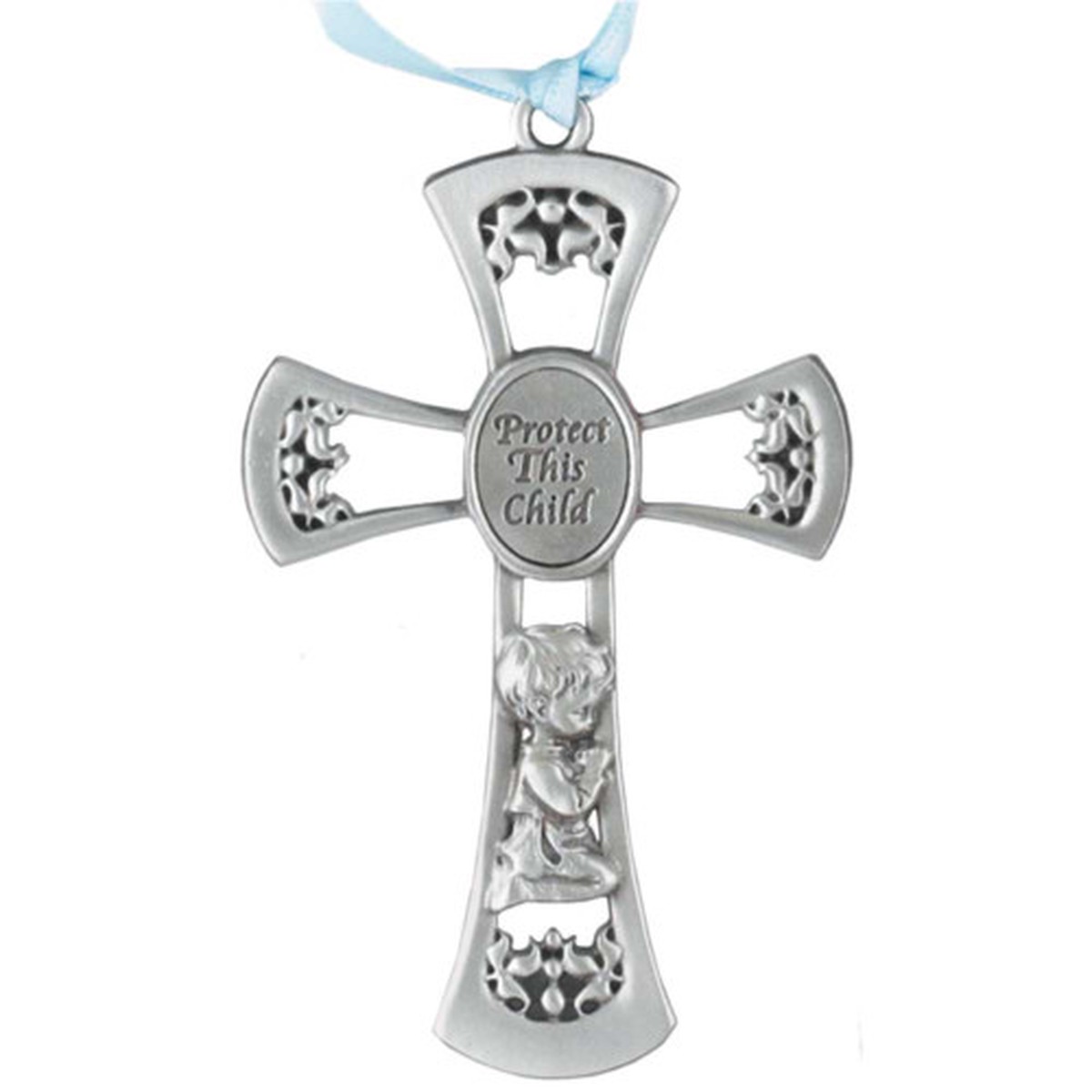 3″ Silver Protect This Child Hanging Cross