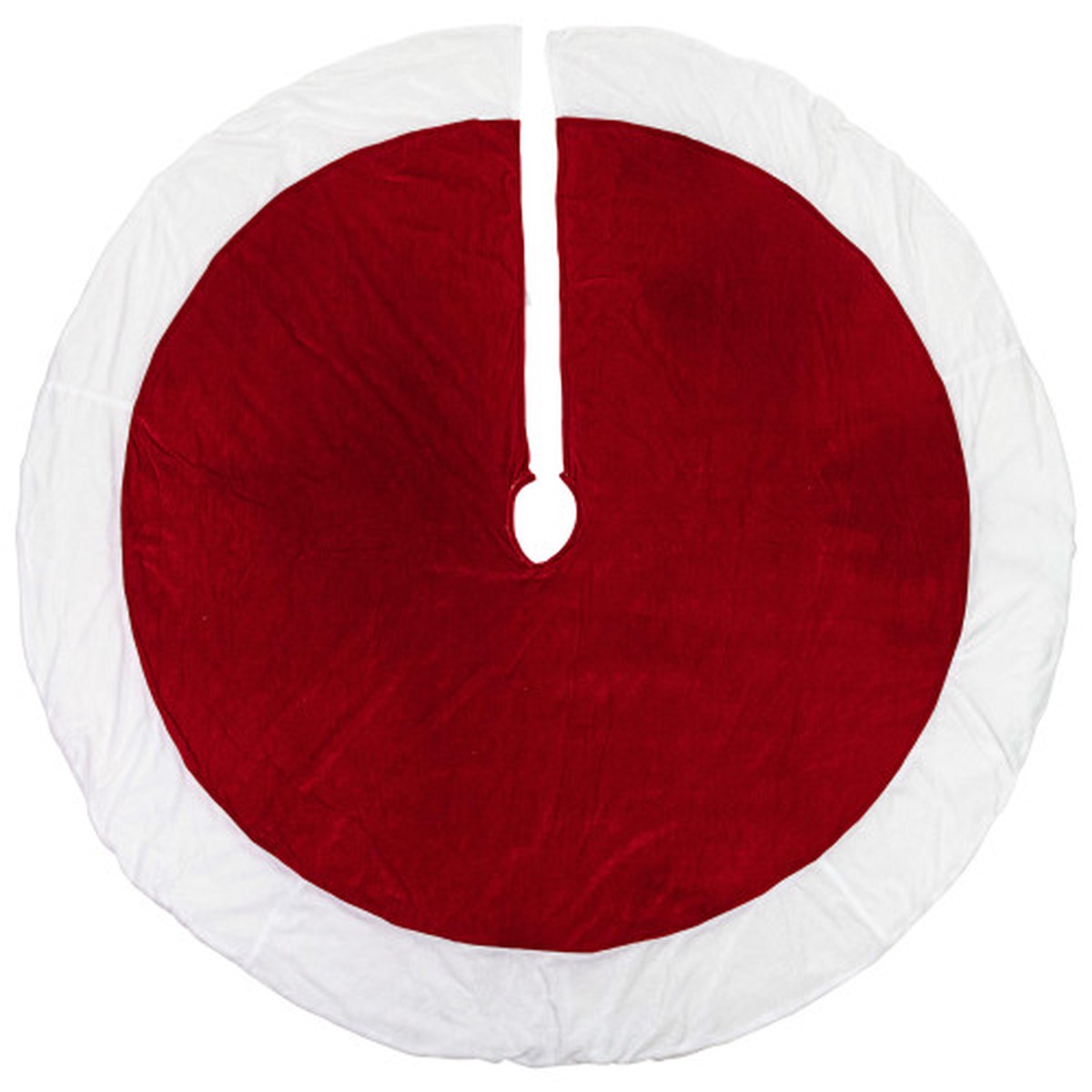 60" Traditional Red Christmas Tree Skirt with White Trim