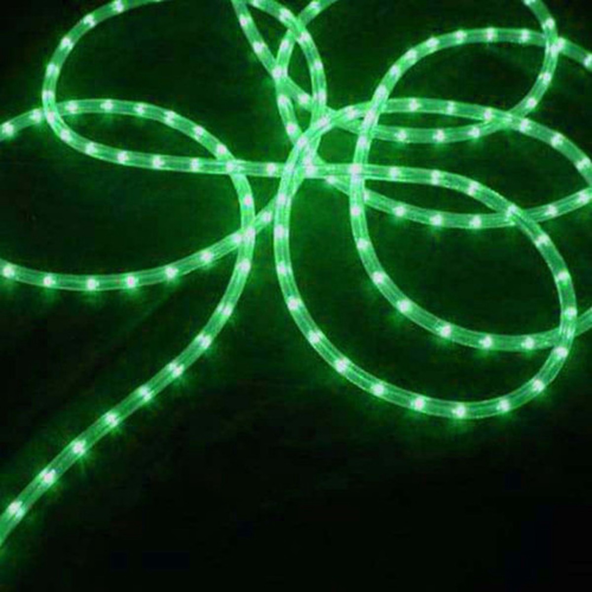 Commercial Length Christmas Rope Lights – Green – 100′ – White Wire