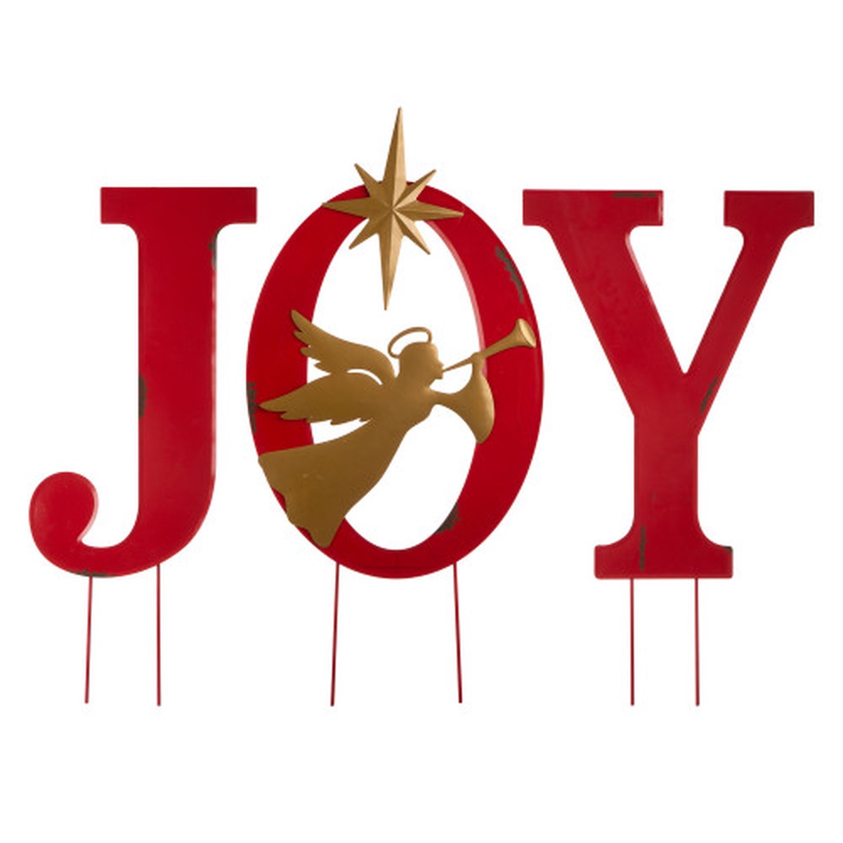 Metal JOY Angel Outdoor Christmas Lawn Stakes – 3′