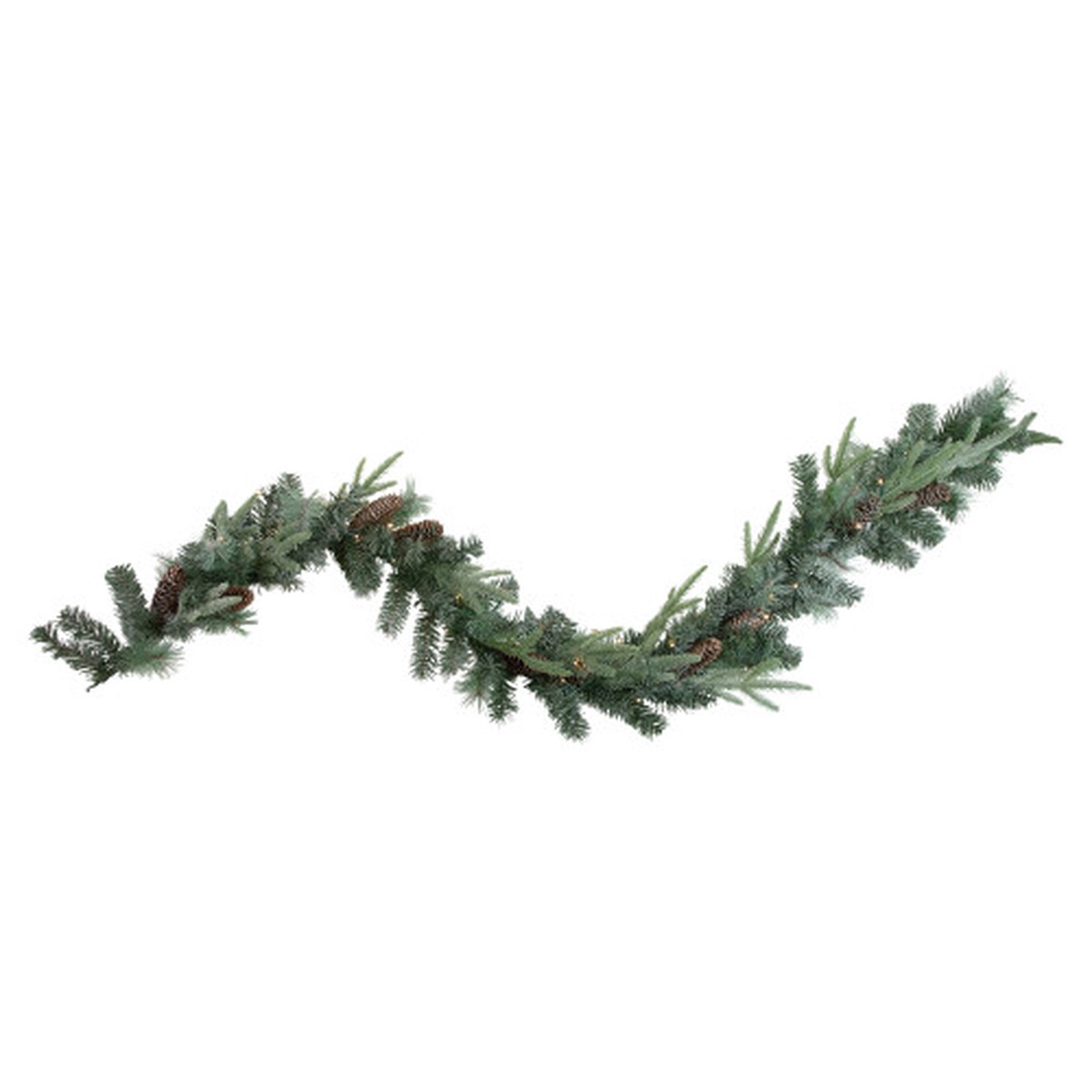 Pre-Lit Battery Operated Mixed Pine Christmas Garland - 6' x 9" - LED Cool White Lights