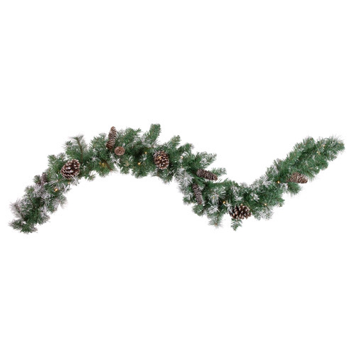 Pre-Lit Battery Operated Pine Artificial Christmas Garland - 6' x 9" - Cool White LED Lights