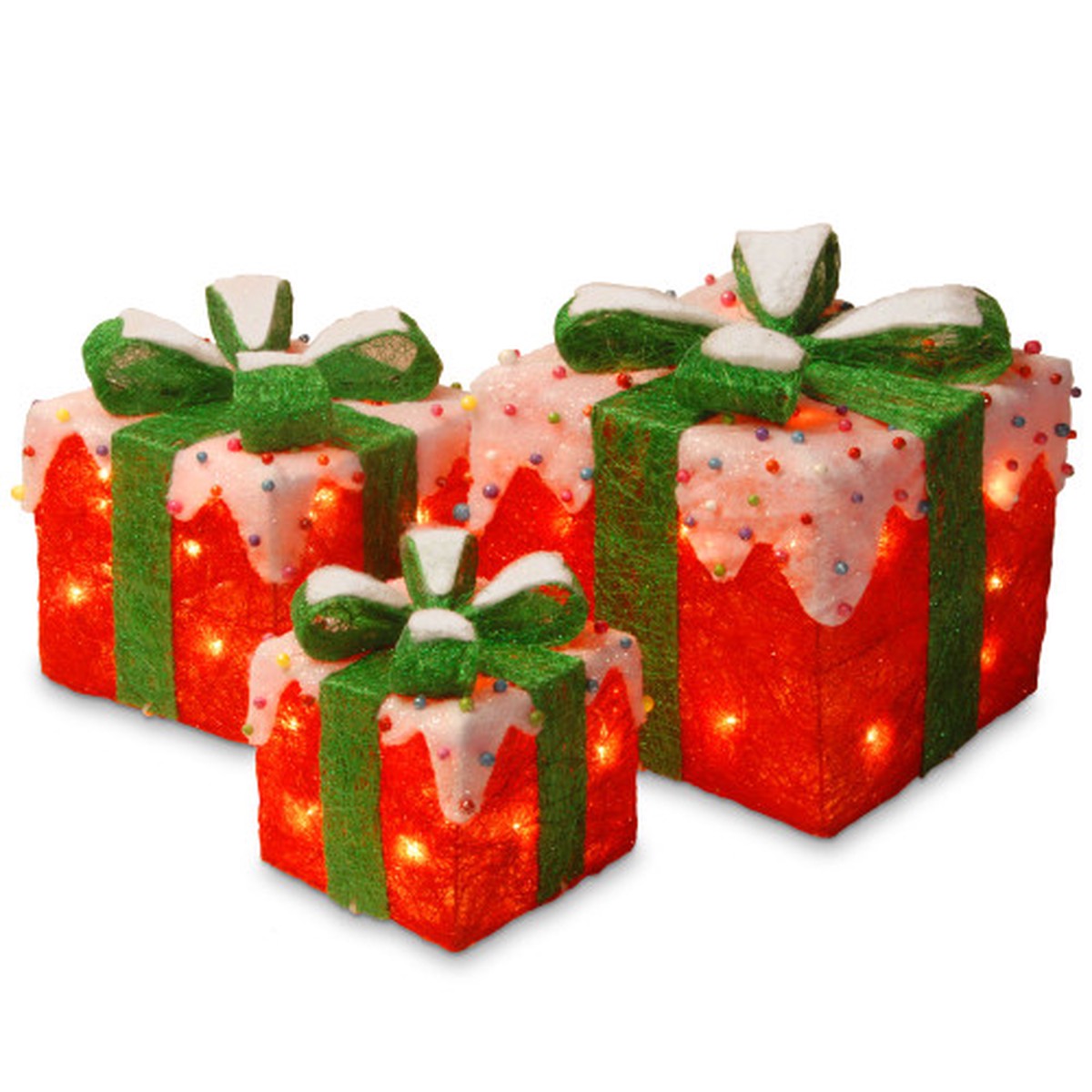 Set of 3 LED Lighted Gift Boxes Christmas Decoration 11.75″