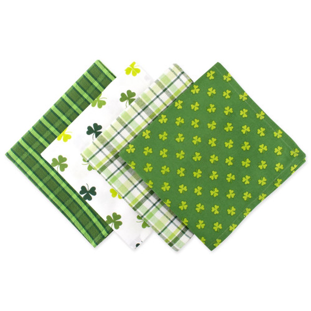 Set of 4 Green and Yellow Saint Patrick's Design Square Over-Sized Napkins 18"