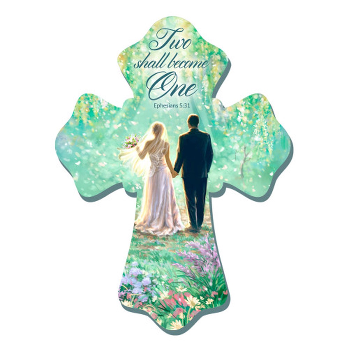 Two Shall Become One Wedding Day Wall Cross – 8″