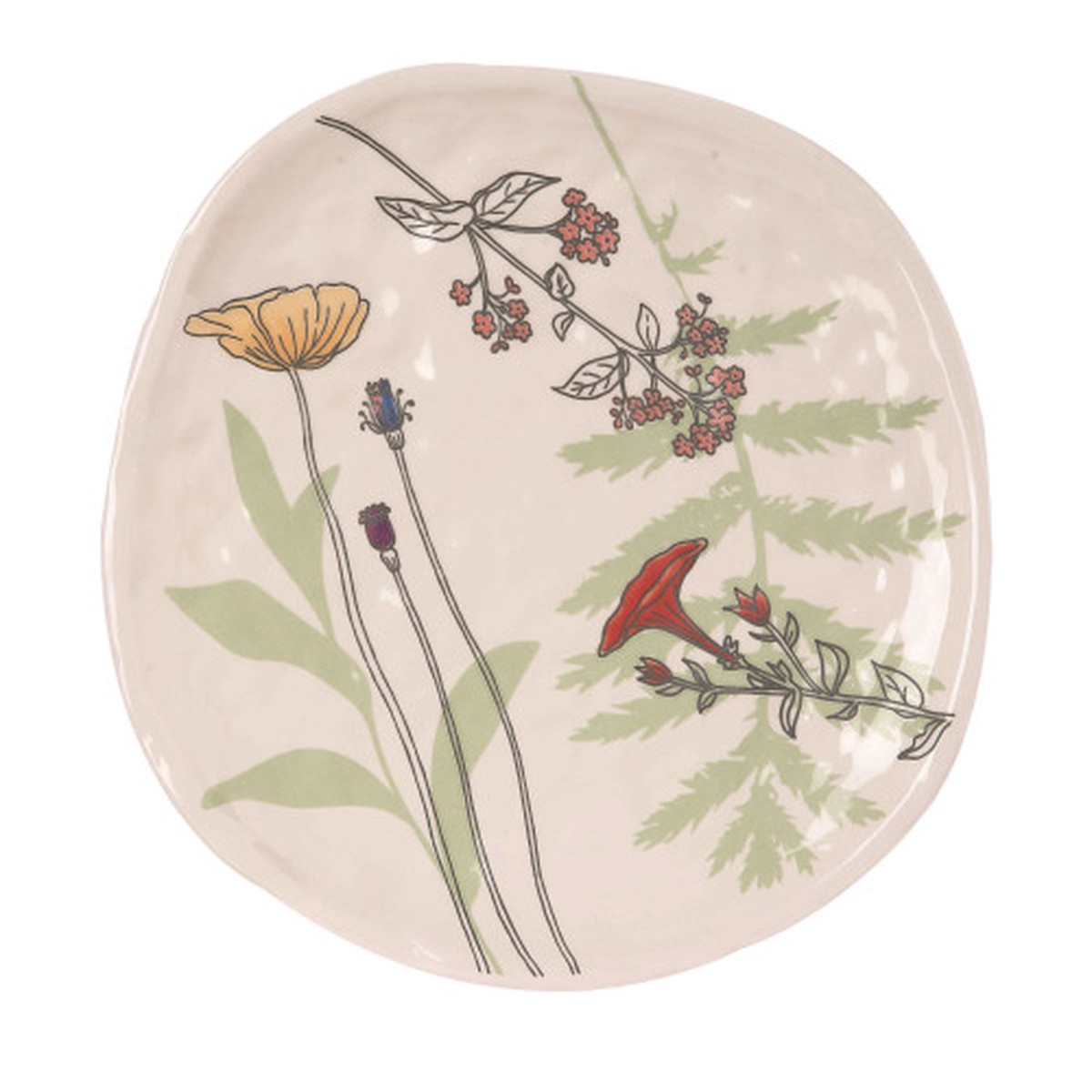 12.25″ Garden Style Pressed Floral Print Spring Outdoor Platter