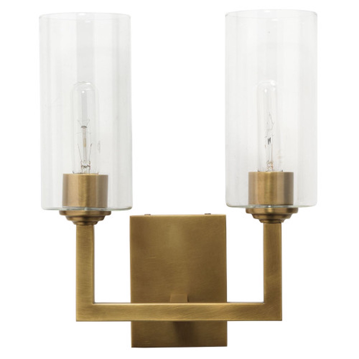 14.5″ Bronze Linear Double Wall Sconce in Antique Brass Metal