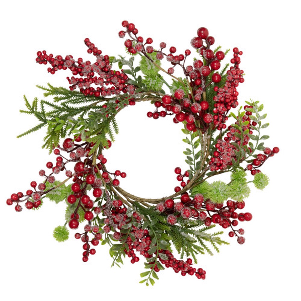 16" Frosted Berry and Pine Artificial Christmas Wreath - Unlit