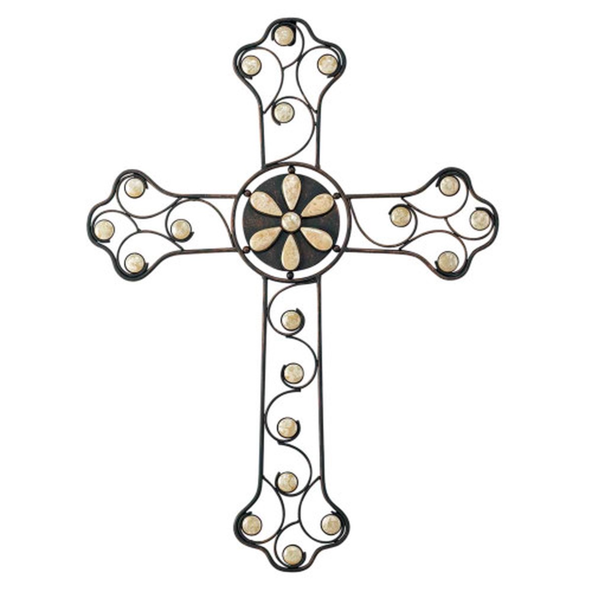 22.75″ Bronze and Beige Open Design Wall Cross