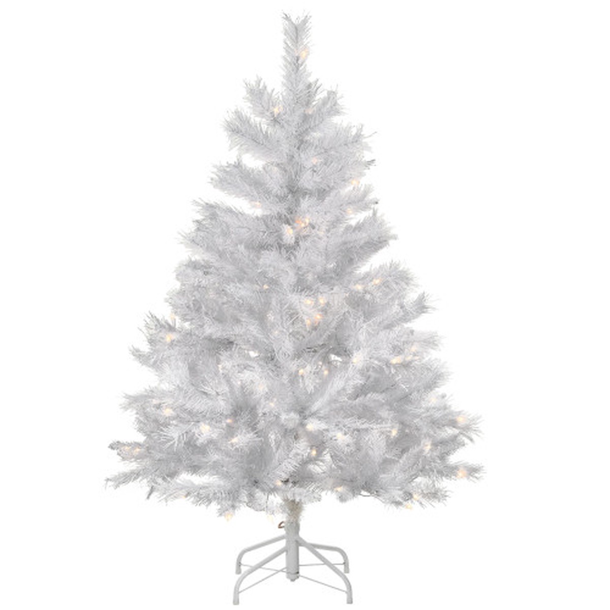 4.5′ Pre-Lit White Medium Winchester Pine Artificial Christmas Tree, Clear Lights