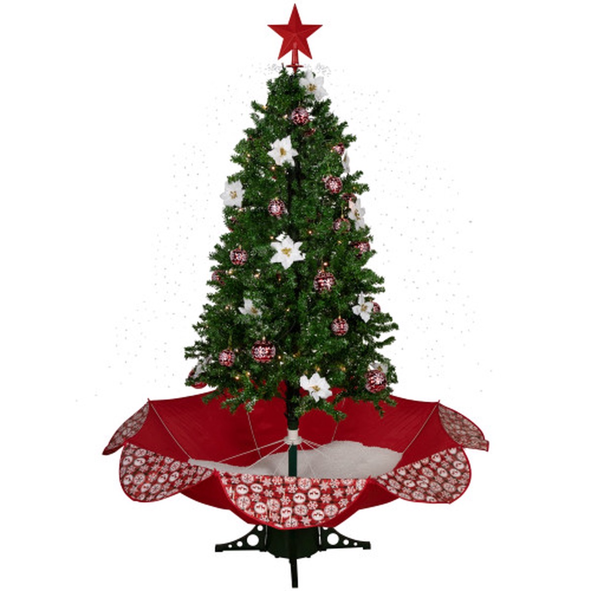 Lighted Musical Snowing Artificial Christmas Tree - 6' - White LED Lights