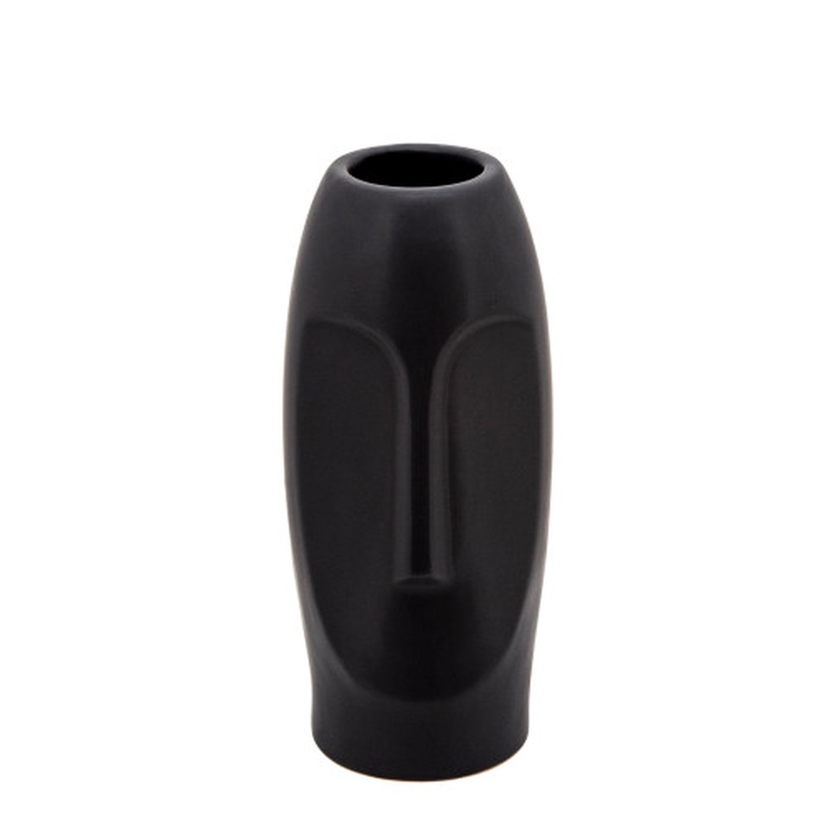 10″ Black Solid Ceramic Face Vase