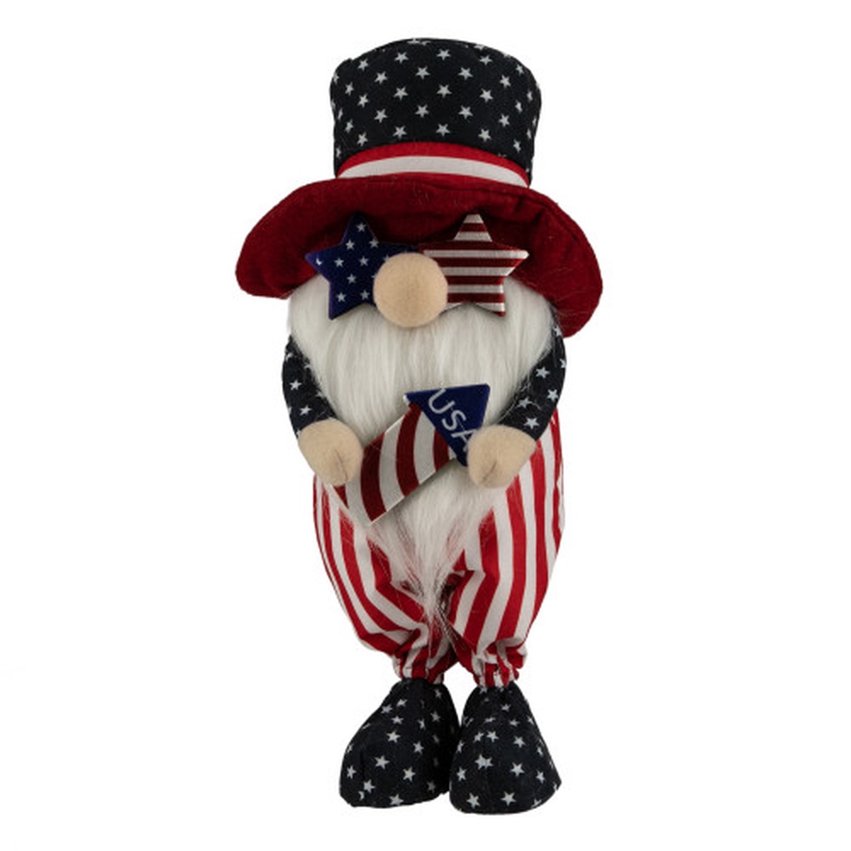 12.25 4th of July Gnome Holding American Flag Rocket Patriotic Decoration