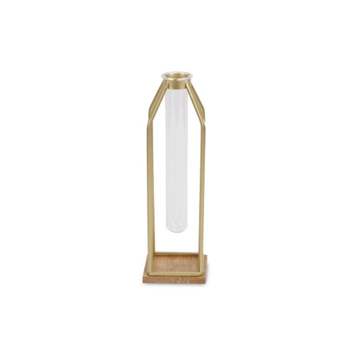 12.25″ Gold and Brown Handmade Lantern with Glass Tube Insert