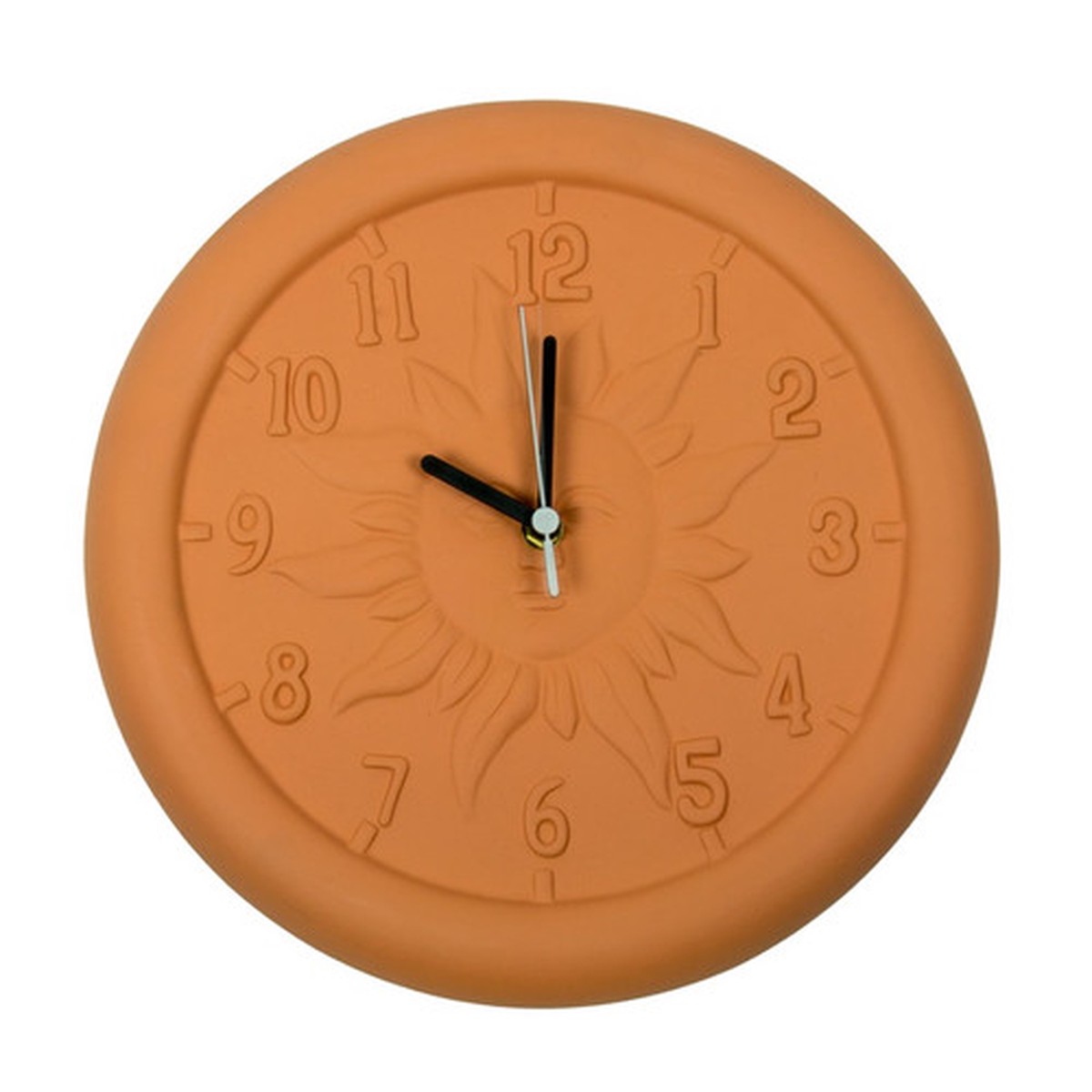 12″ Terra Cotta Embossed Sun Indoor or Outdoor Wall Clock