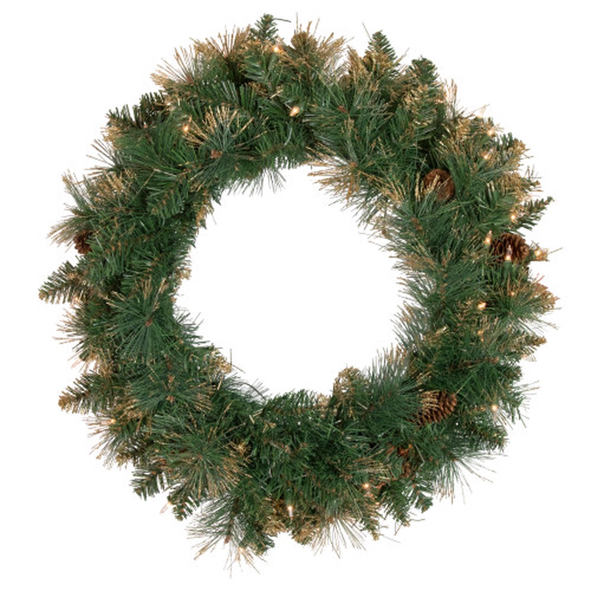 24" Pre-Lit Glittered Yorkshire Pine Artificial Christmas Wreath - Clear Lights