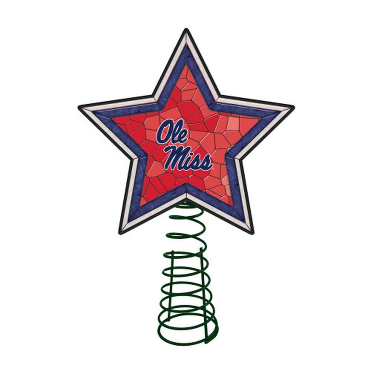 10″ Lighted Blue and Red Star NCAA Ole Miss Rebels Christmas Tree Topper