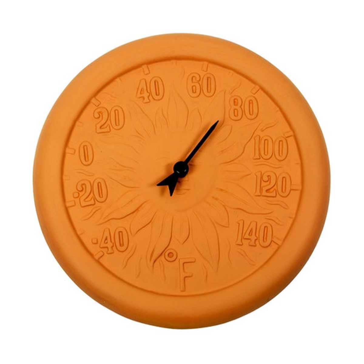 12″ Terra Cotta Embossed Sun Indoor or Outdoor Wall Thermometer