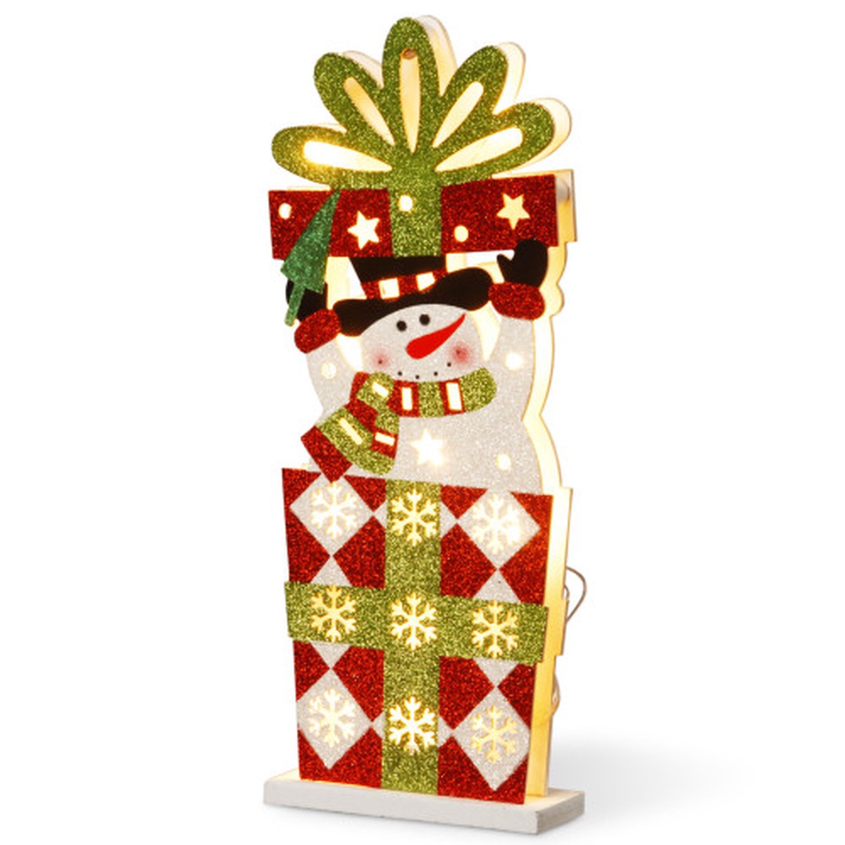 17.5″ Pre-Lit Gift Box Snowman Outdoor Christmas Decoration