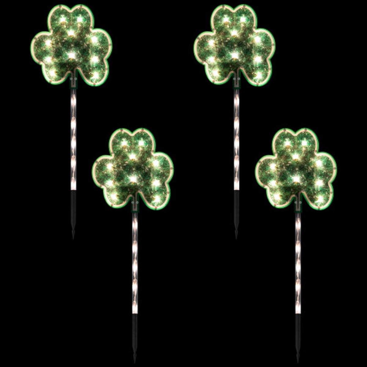 24″ St Patrick’s Day Shamrock Outdoor Pathway Markers – Green – Set of 4