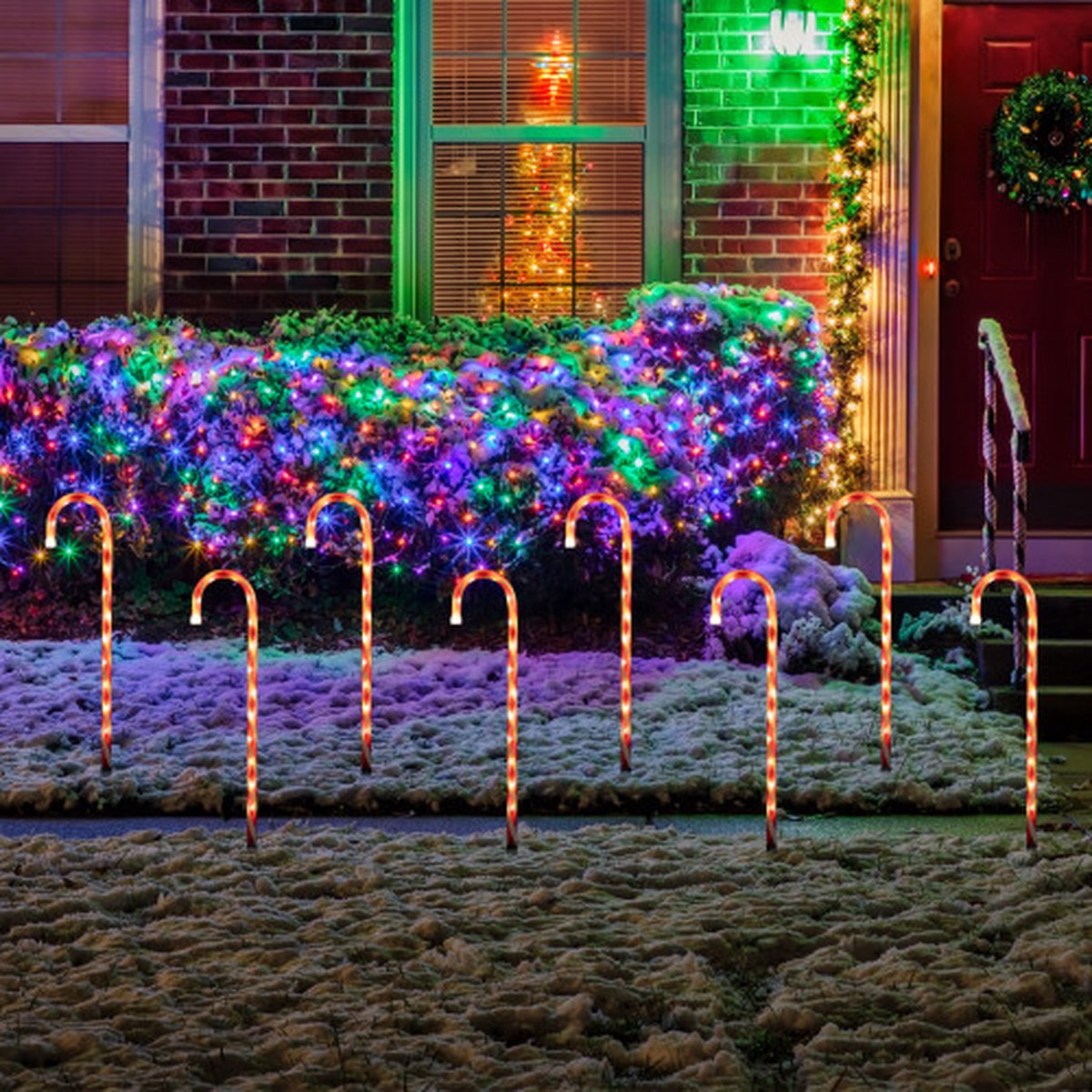 28.75″ LED Lighted 8-Speed Candy Cane Outdoor Christmas Pathway Markers – Set of 8