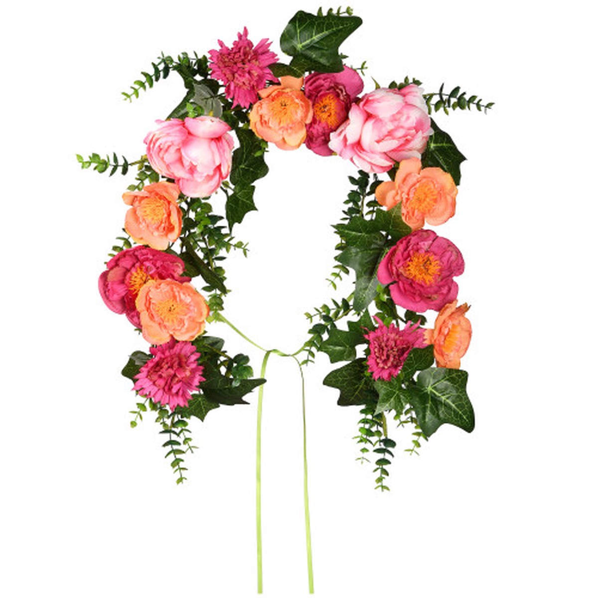 36" Pink and Peach Peony Spring Floral Artificial Mailbox Swag, Unlit