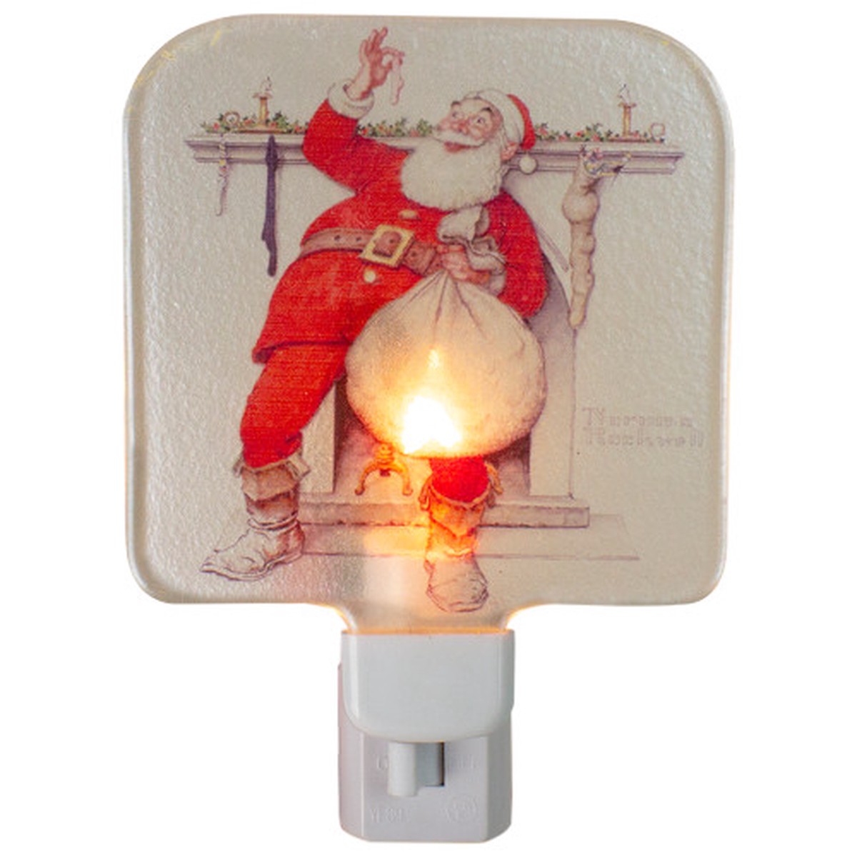 4" Norman Rockwell 'Filling the Stocking' Glass Christmas Night Light