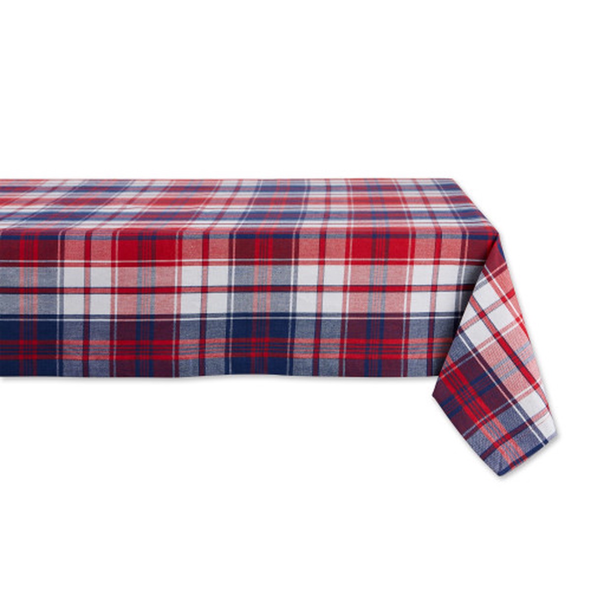 52″ Red and Blue Americana Plaid Square Table Cloth
