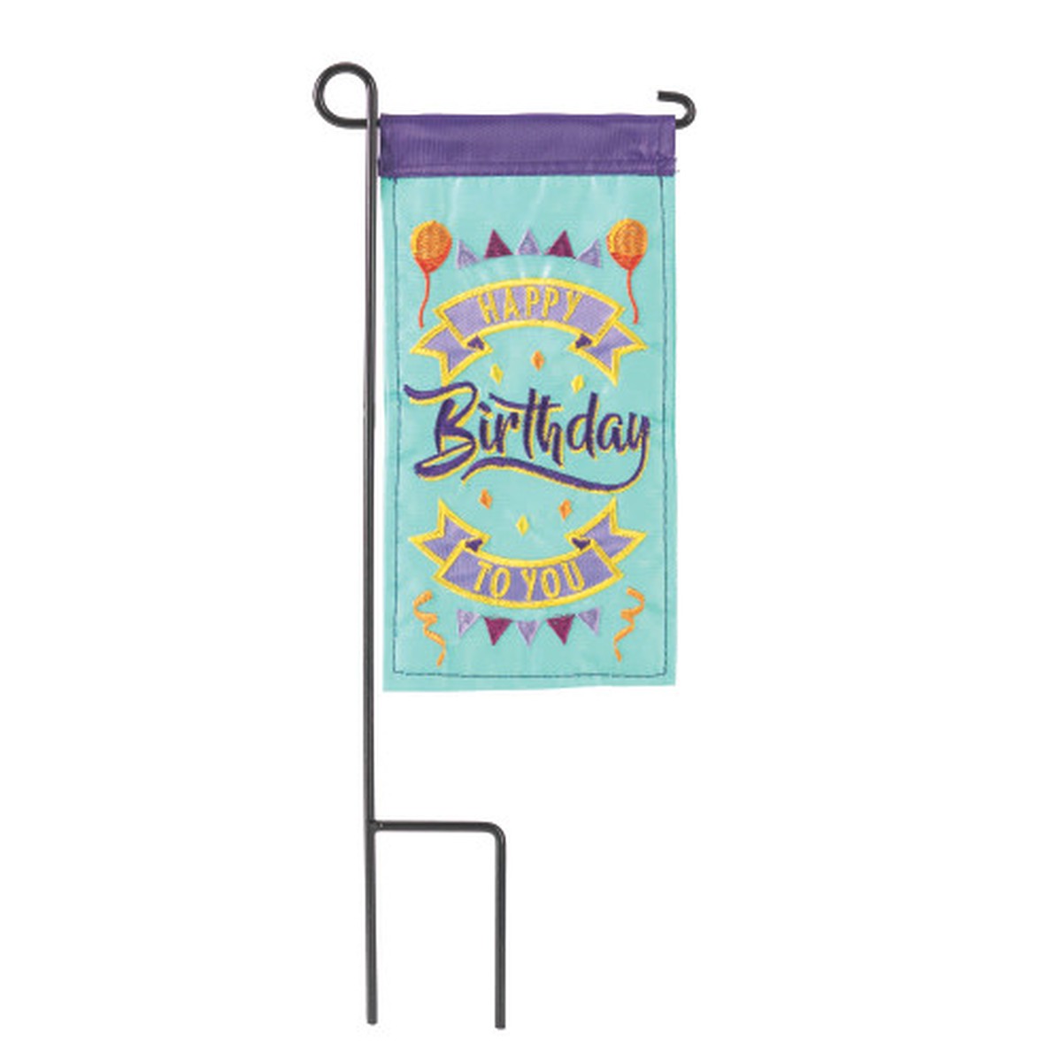 “Happy Birthday To You” Outdoor Mini Garden Flag with Flagpole – 8.5″ x 4″