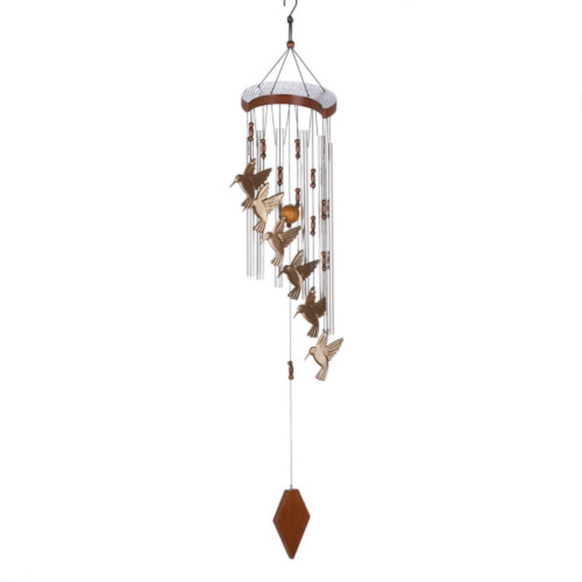 Hummingbird Flutter Outdoor Wind Chime – 32″ – Bronze Tone and Silver