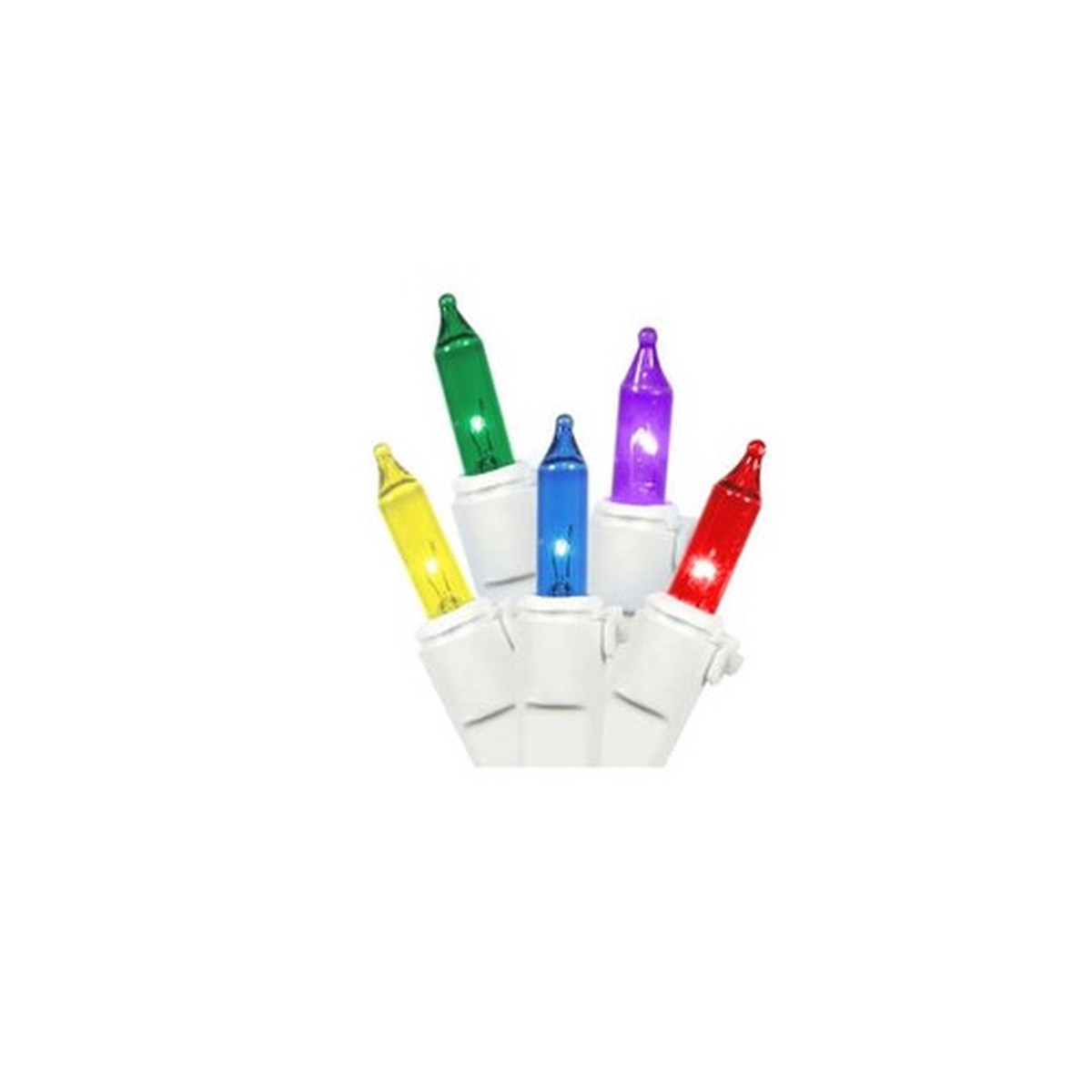 Set of 50 Bright Multi-Color Mini Window Curtain Icicle Lights - White Wire
