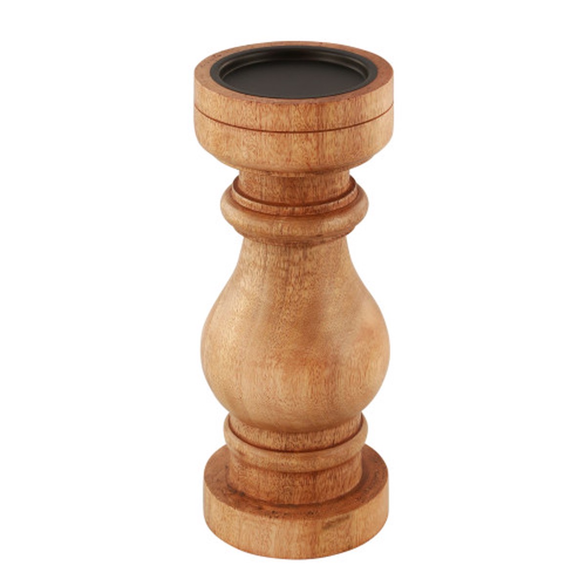 Wooden Pillar Candle Holder – 11″ – Brown