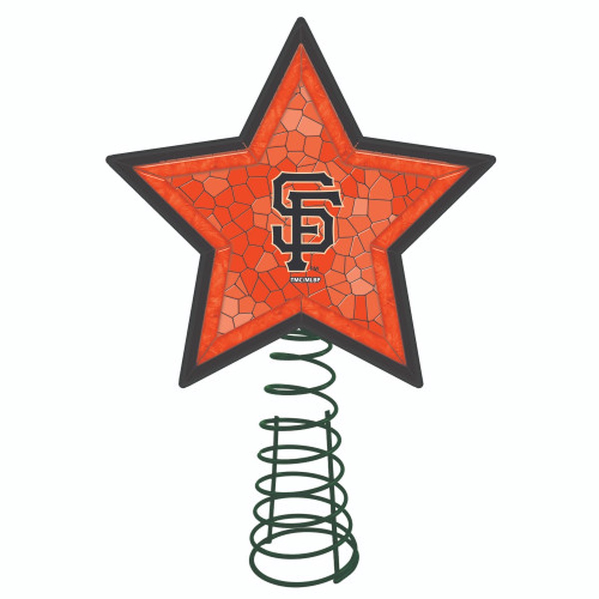 10″ Lighted Orange and Black Star MLB San Francisco Giants Christmas Tree Topper