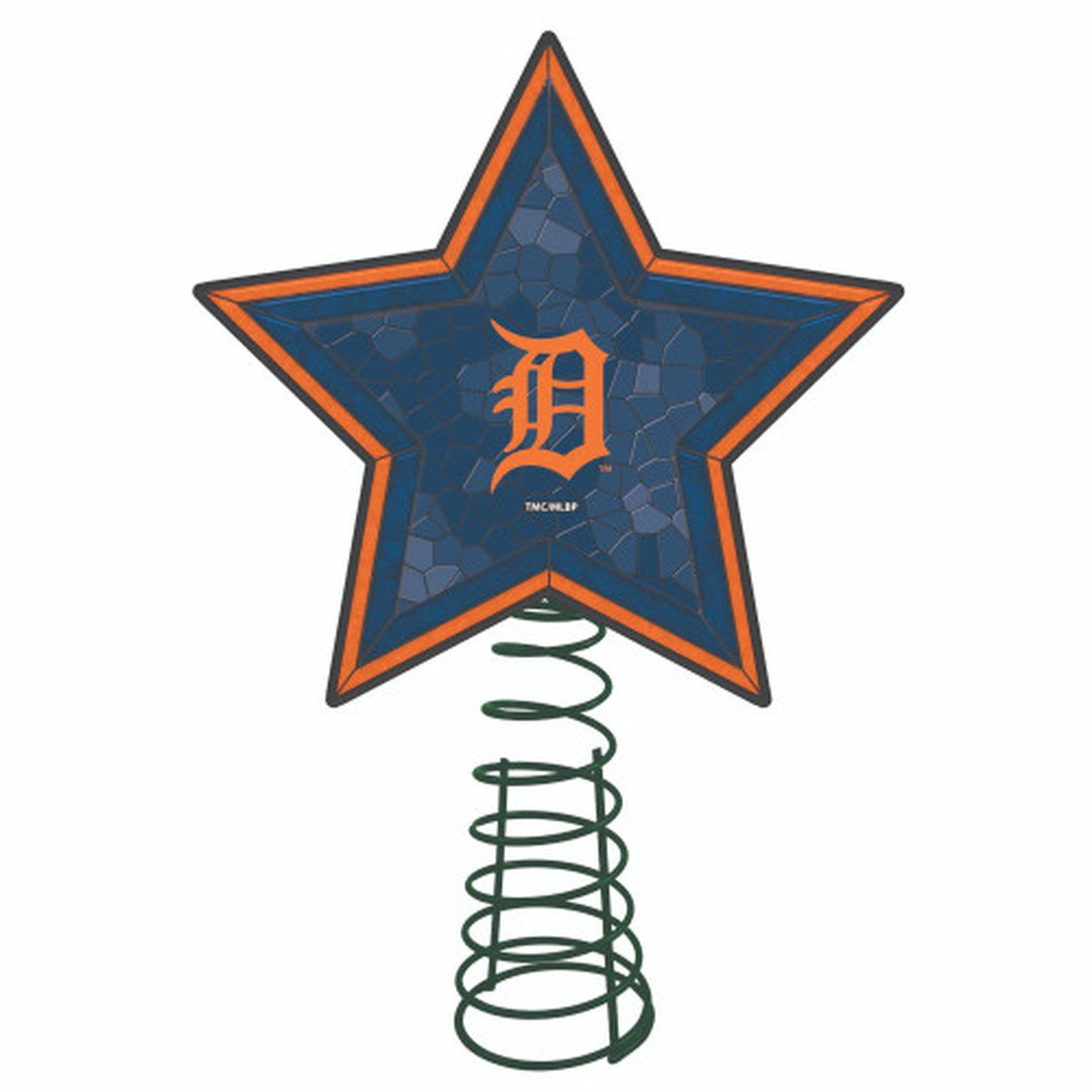 10″ Lighted Orange and Blue Star MLB Detroit Tigers Christmas Tree Topper