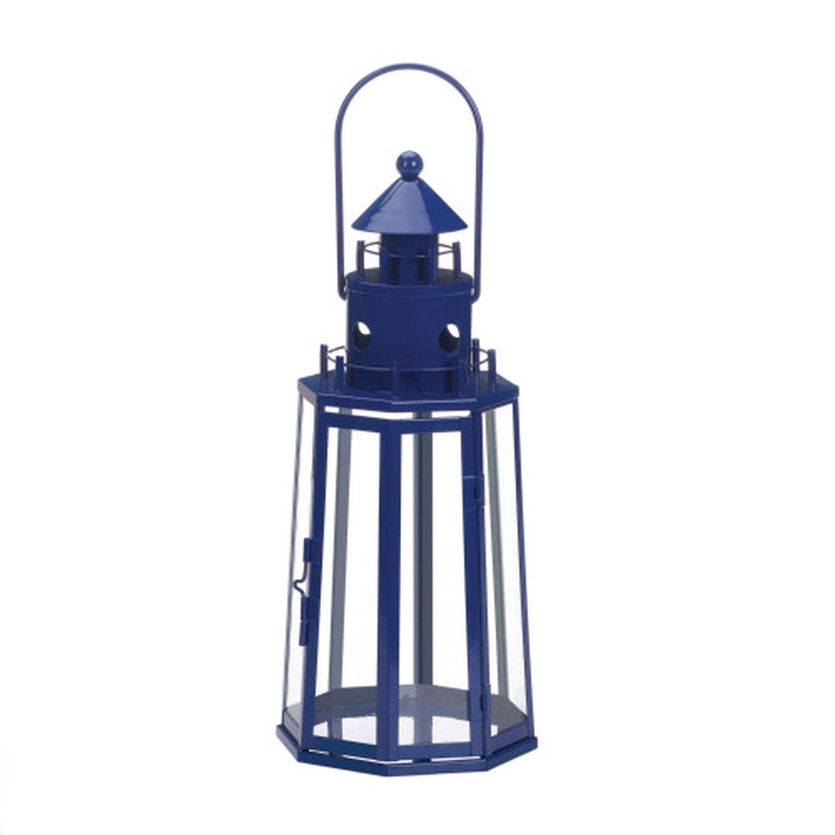 12.25″ Blue and Clear Lighthouse Hanging Candle Lantern