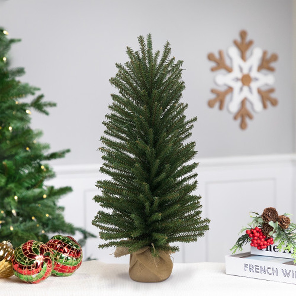 18″ Traditional Scottsdale Mini Pine Artificial Christmas Tree in Burlap Base – Unlit