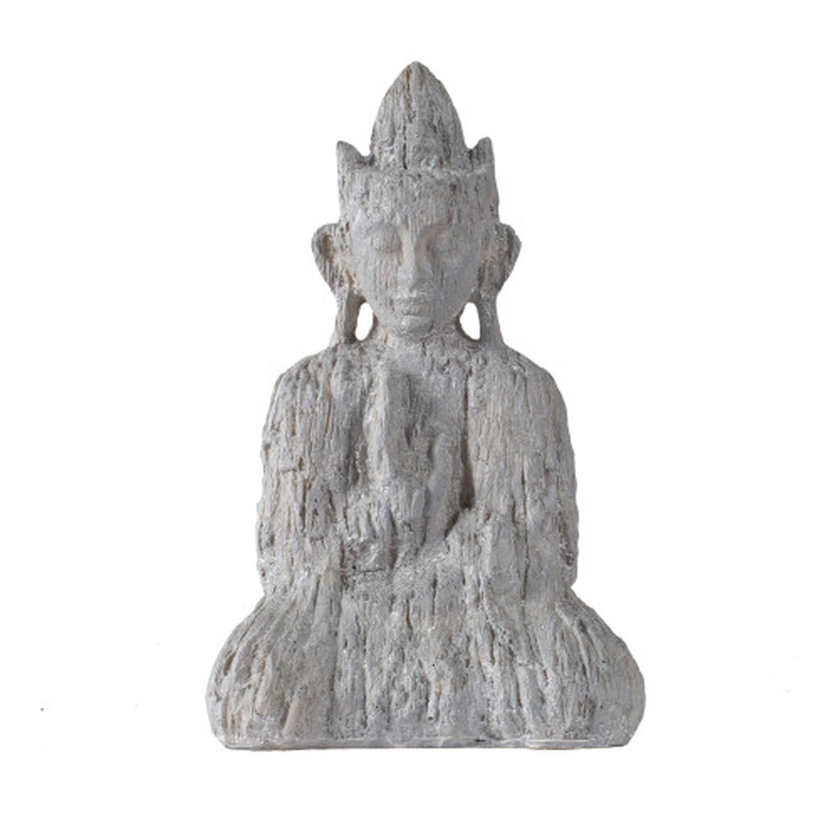 9.25″ Gray Distressed Finish Meditating Crowned Buddha Statue