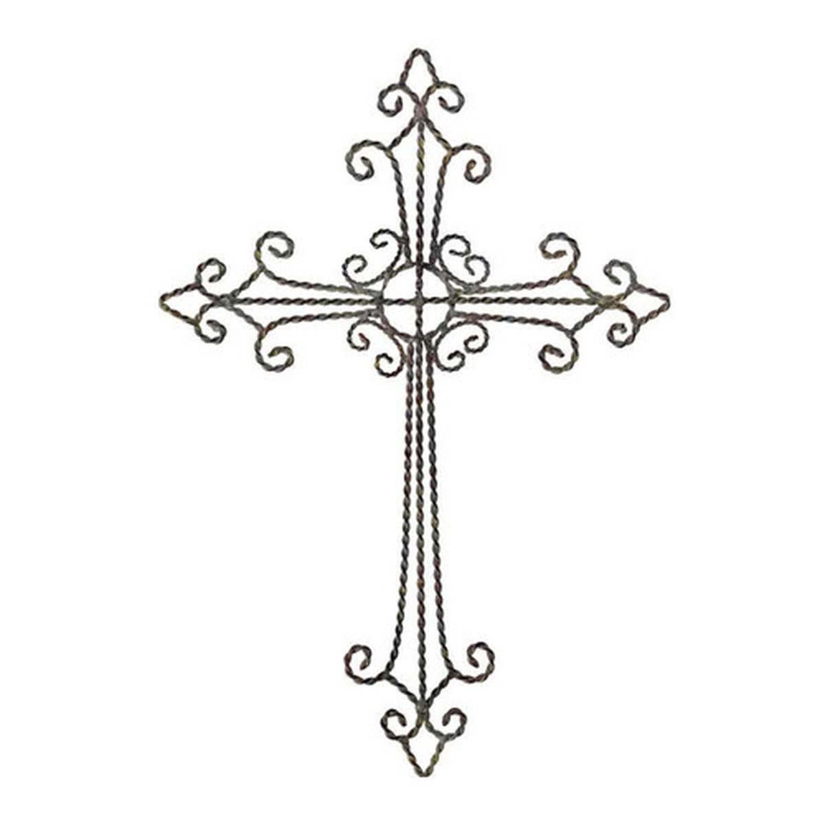 Antiqued Gray Twisted Metal Wall Cross – 16.25″