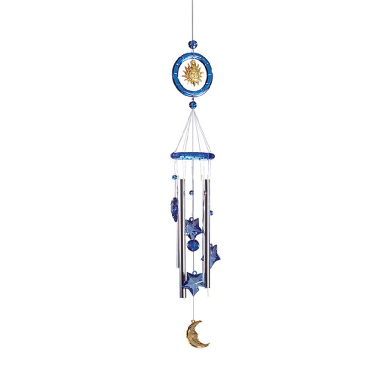 Celestial Outdoor Wind Chime – 24″ – Blue and Silver