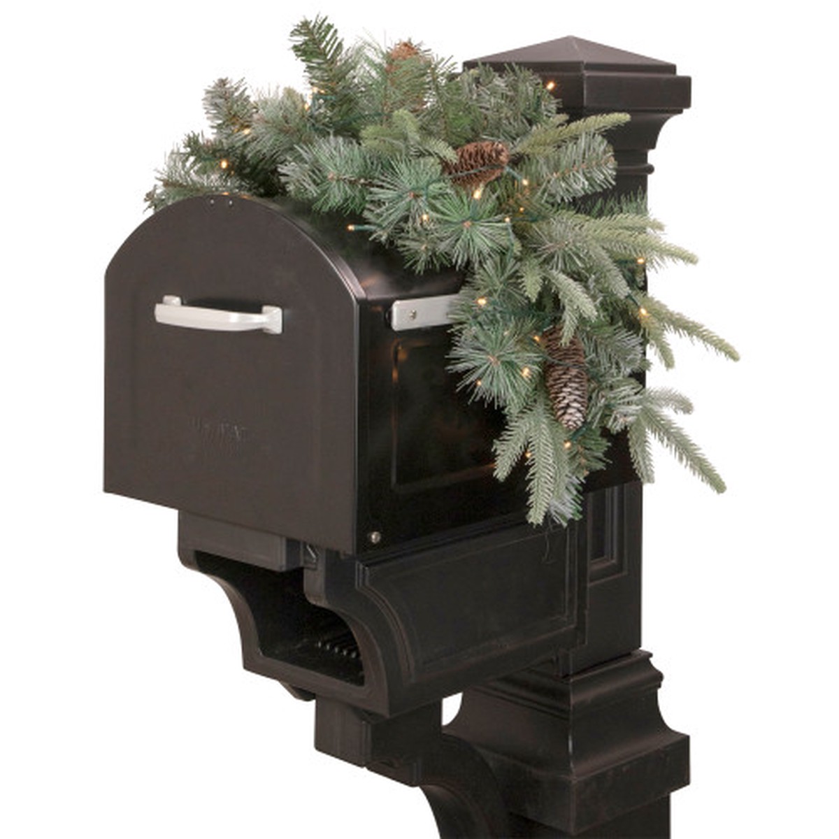Real Touch Pre-lit Pinecone and Mixed Pine Artificial Mailbox Christmas Swag - 36"
