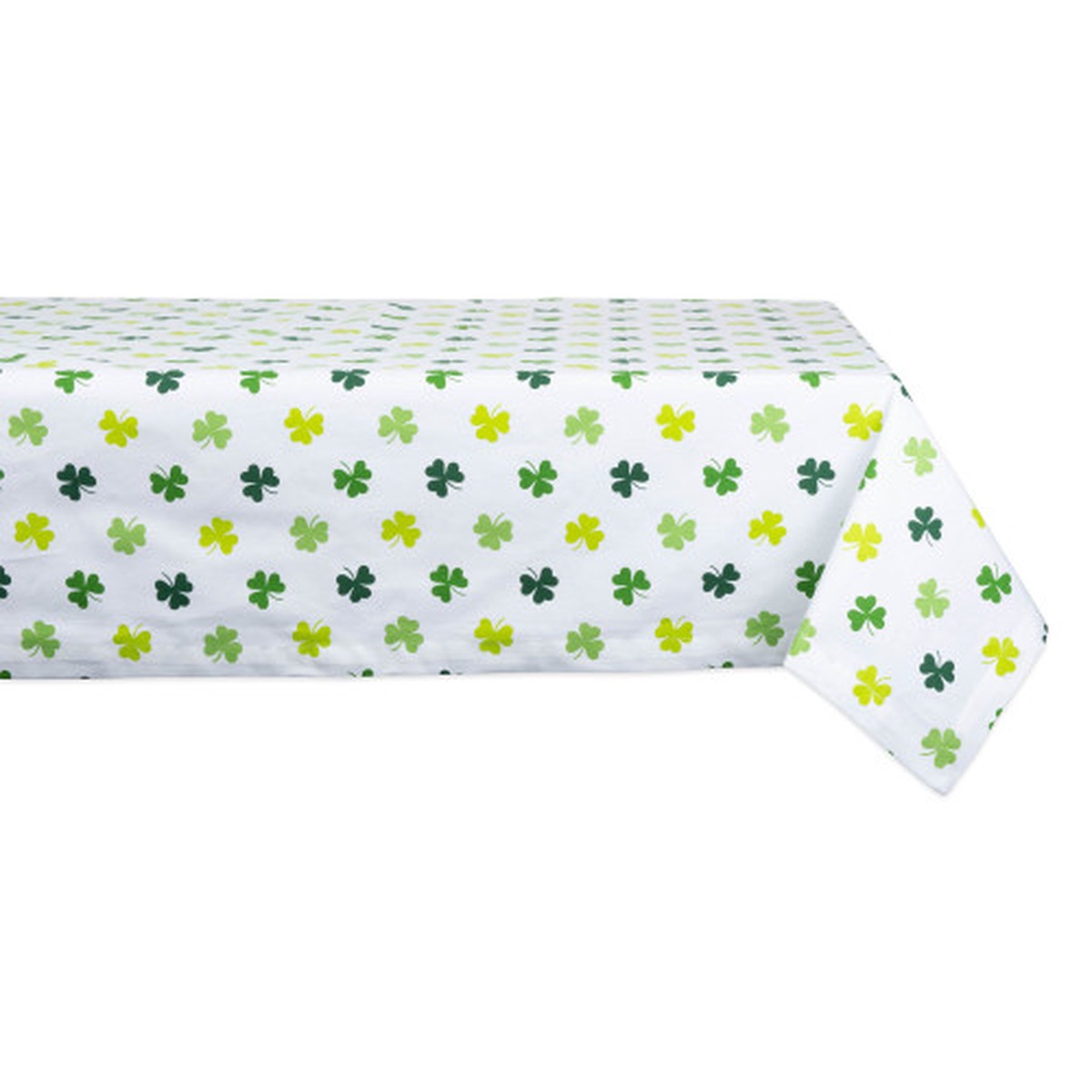 Shamrocks St. Patrick’s Day Tablecloth – 84″ – White and Green