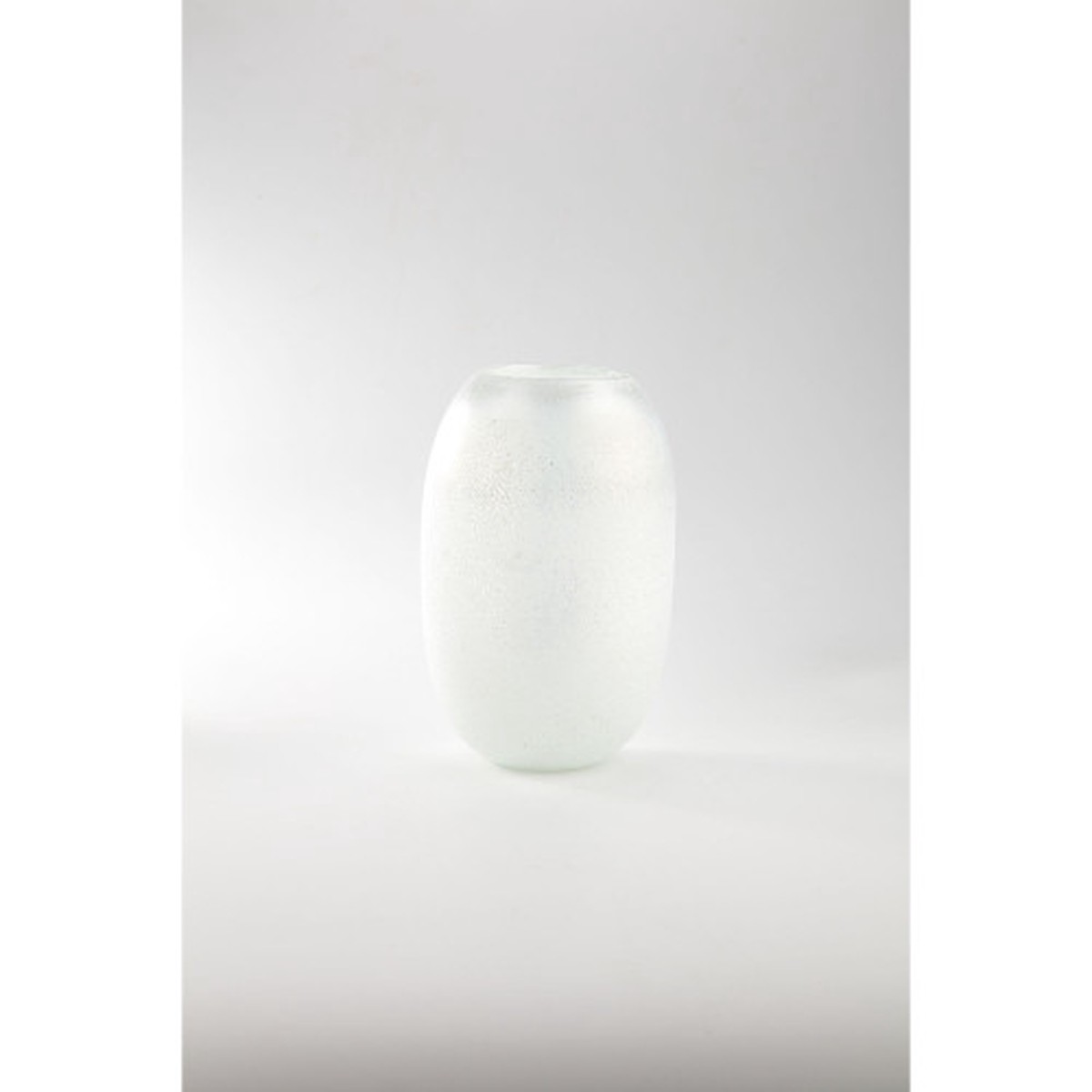 10.5″ White Handblown Oval Glass Vase Tabletop Decoration