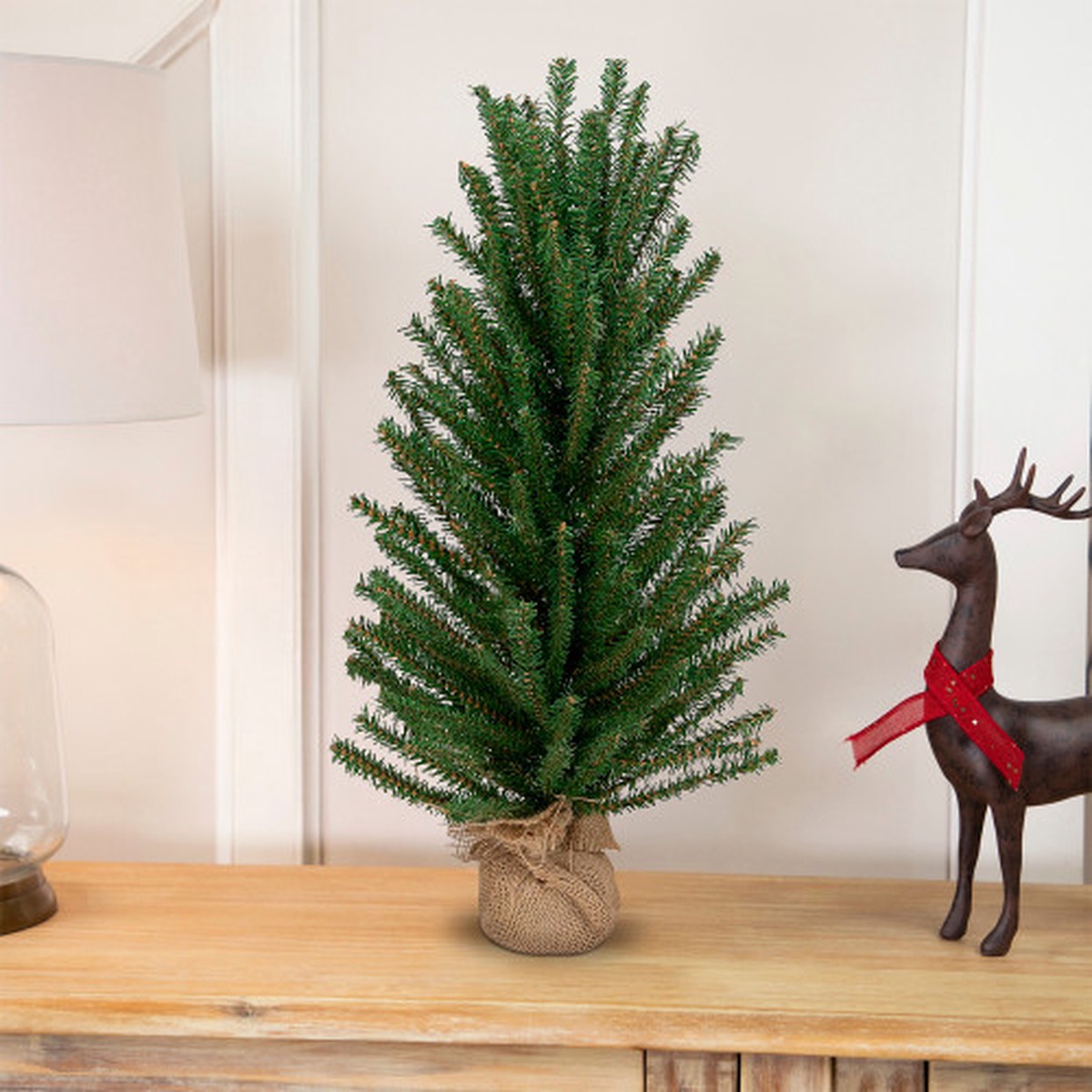 24″ Traditional Scottsdale Mini Pine Artificial Christmas Tree with Burlap Base – Unlit