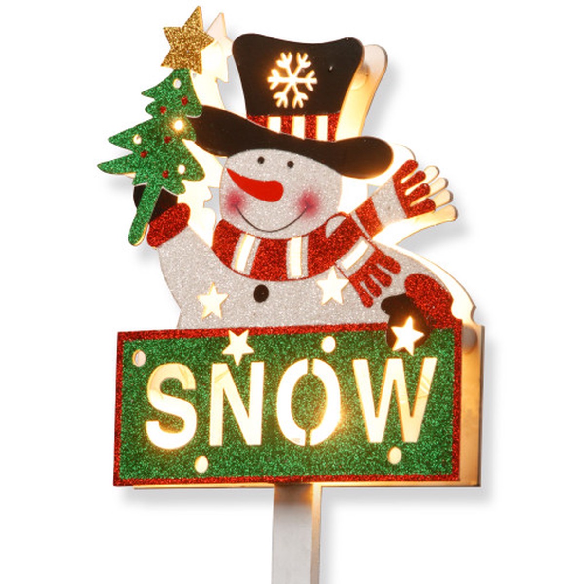 35.25″ Pre-Lit Snowman with Snow Sign Outdoor Christmas Decoration