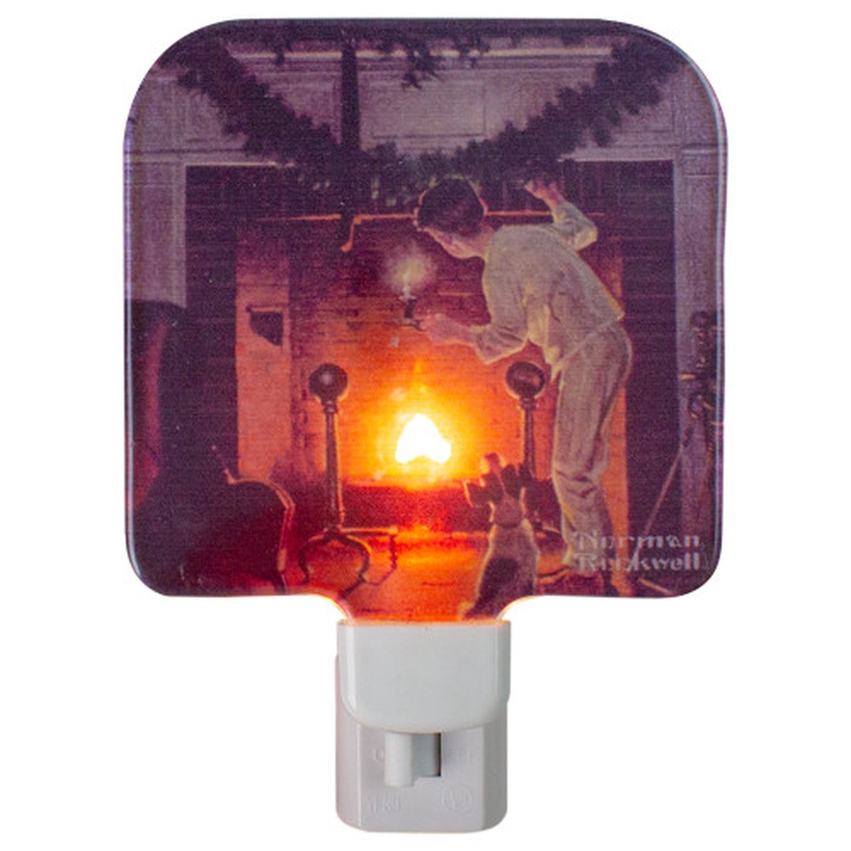 4" Norman Rockwell 'Is He Coming' Glass Christmas Night Light
