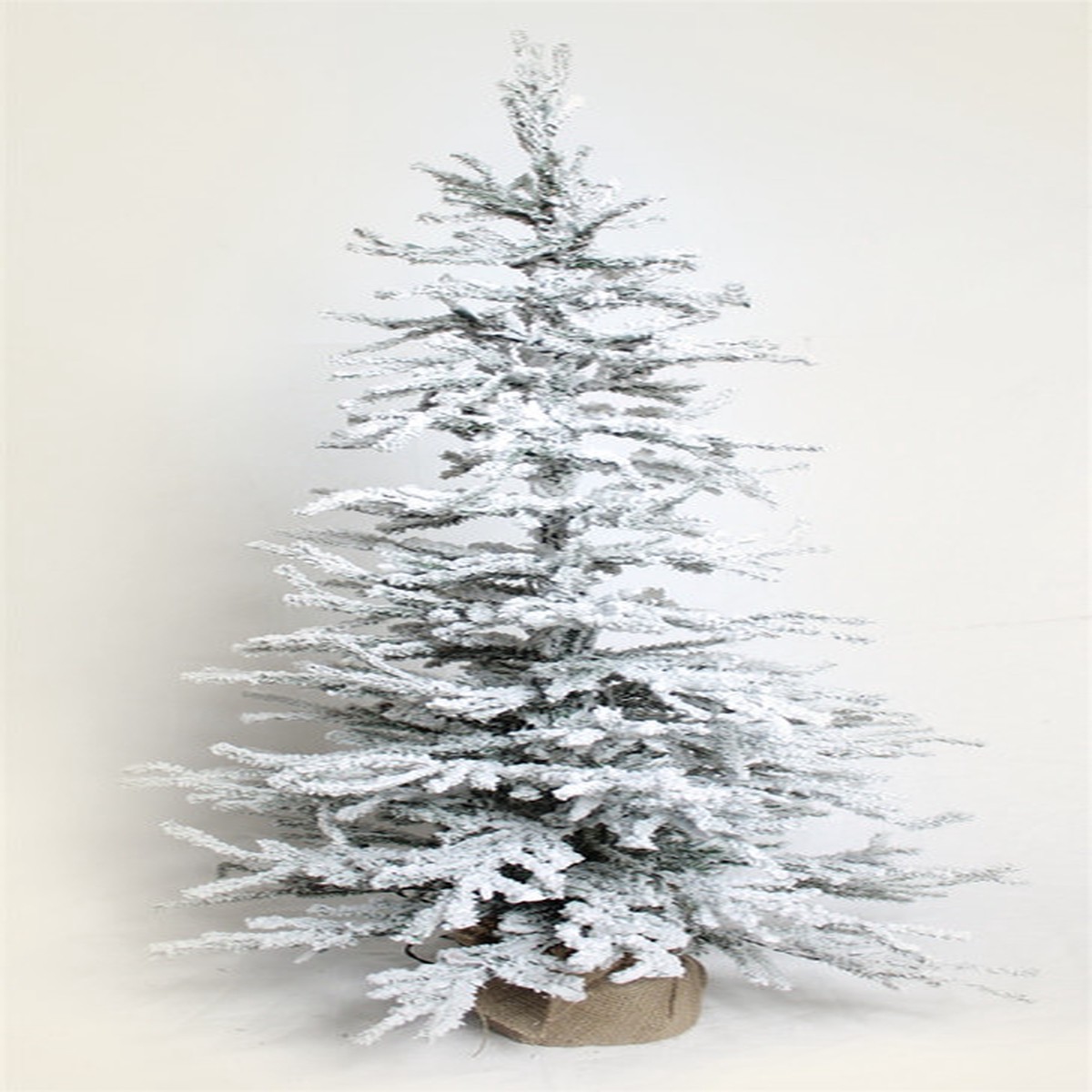 4' Pre-Lit Flocked Pine Artificial Christmas Tree in Burlap Base, Clear Lights