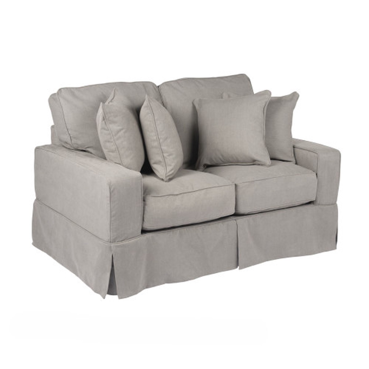 Sunset Trading Americana Box Cushion Loveseat Slipcover Performance Fabric Gray